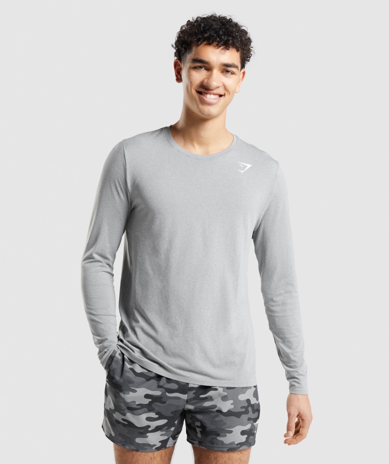 Gymshark到着シームレス長袖Tシャツグレー