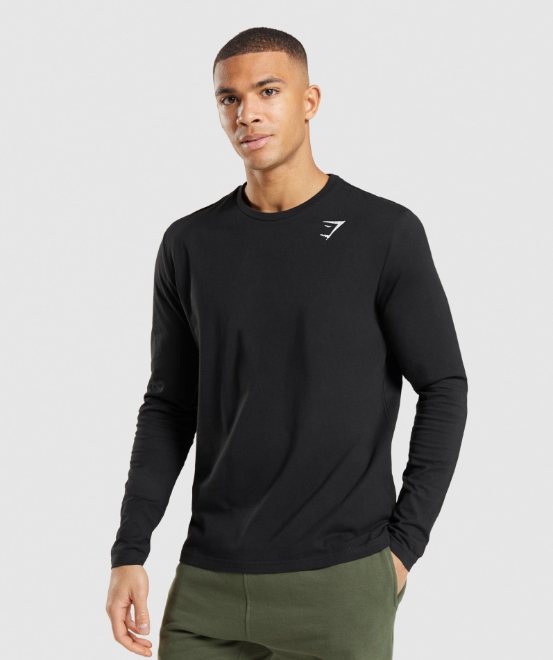 Gymshark クレスト長袖 T シャツ ブラック