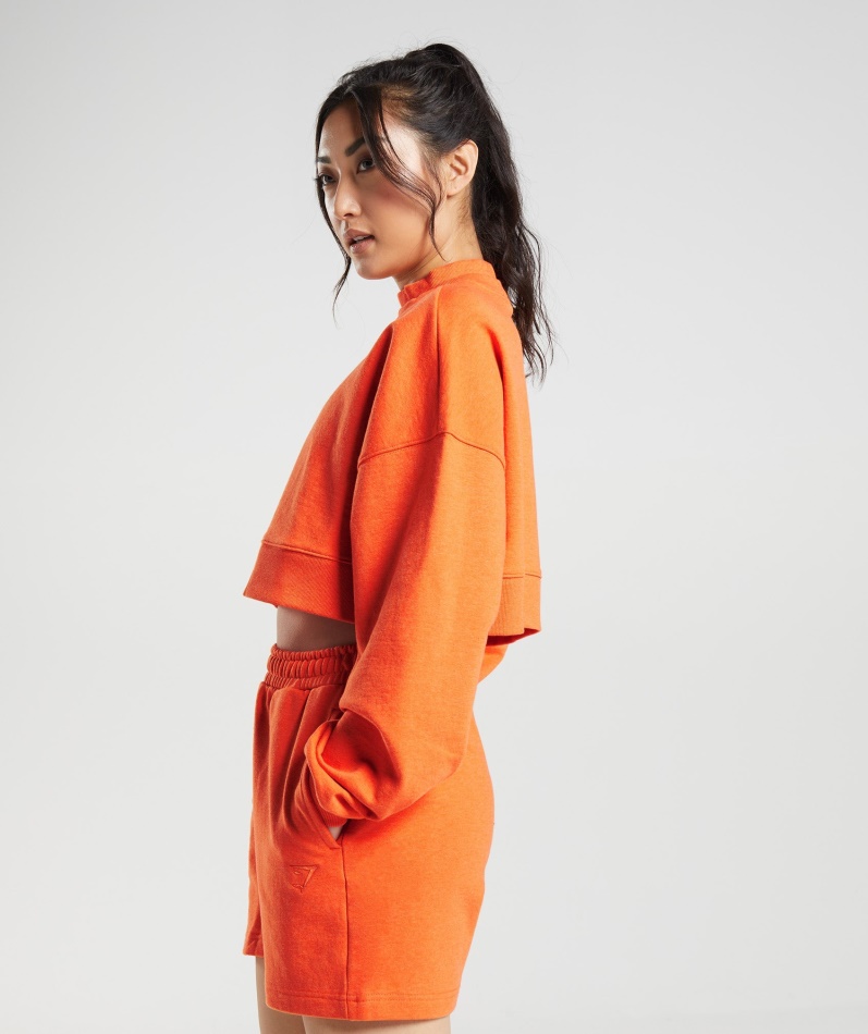 レストデイ スウェット クロップド プルオーバー ブレイズ オレンジ マール スタイル ジムシャーク