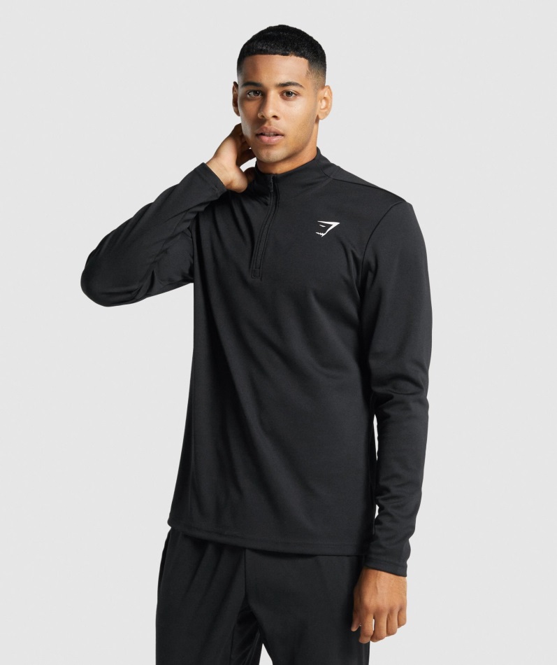 Gymshark ブラック入荷 1-4 ジップ プルオーバー
