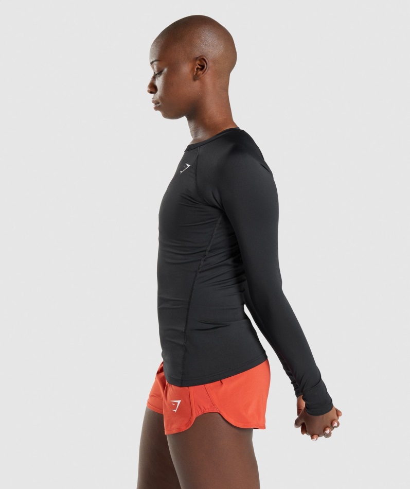 スタイル トレーニング ベースレイヤー ロング スリーブ トップ ブラック ジムシャーク