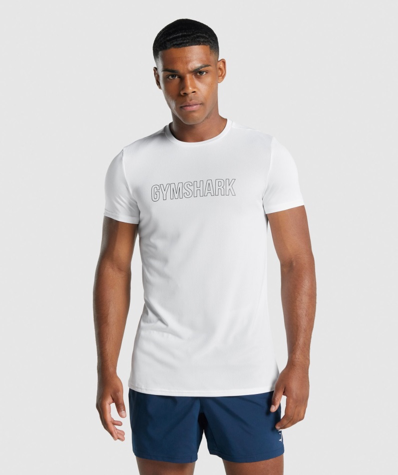 Gymshark ホワイト アライバル グラフィック T シャツ