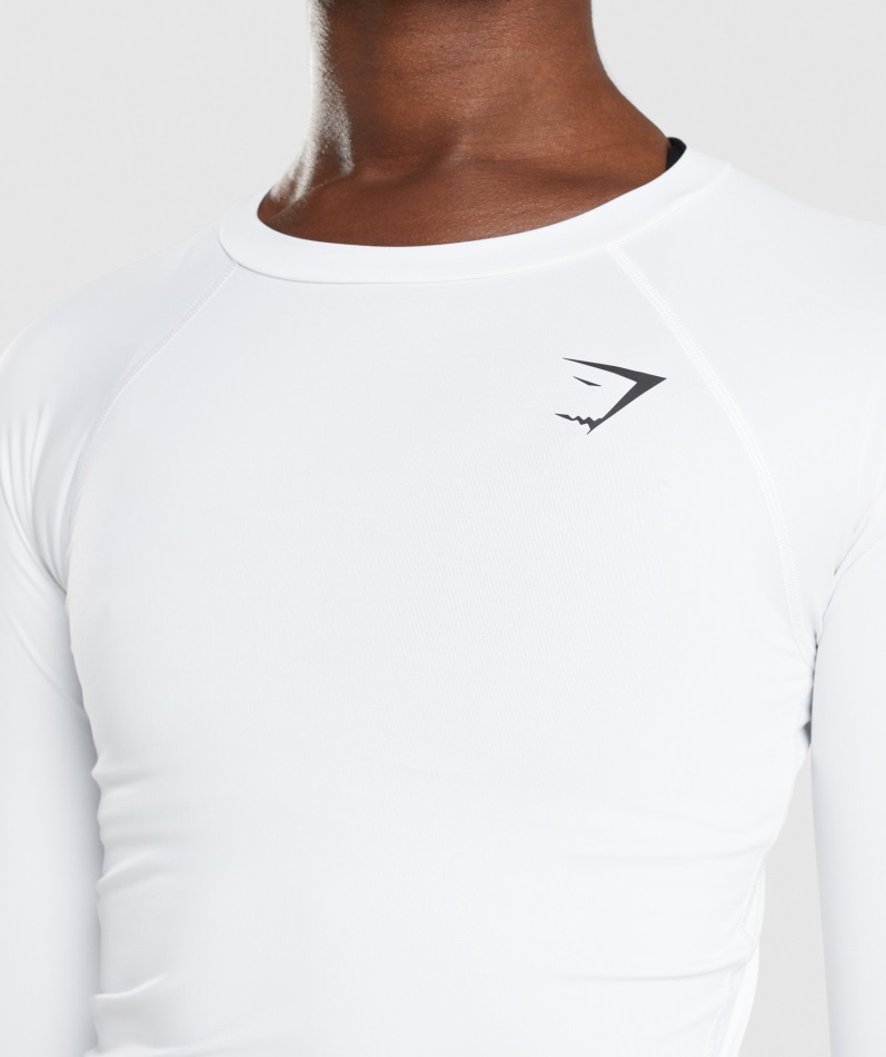 Gymshark ホワイト トレーニング ベースレイヤー ロングスリーブ トップ