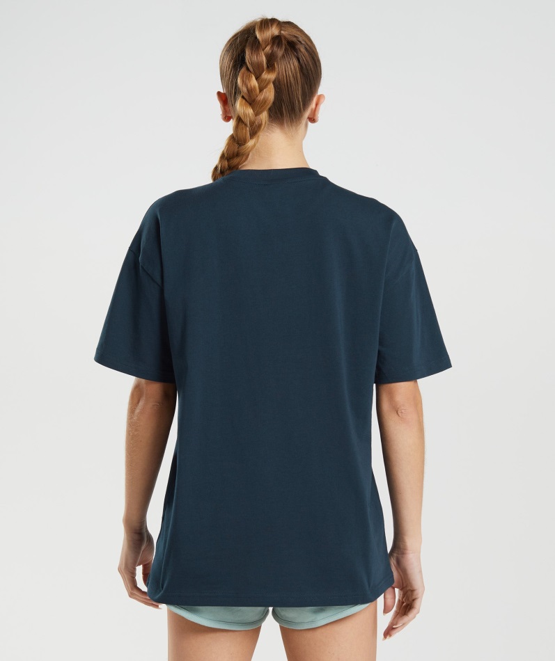 ロゴグラフィック オーバーサイズ Tシャツ ネイビー ジムシャーク